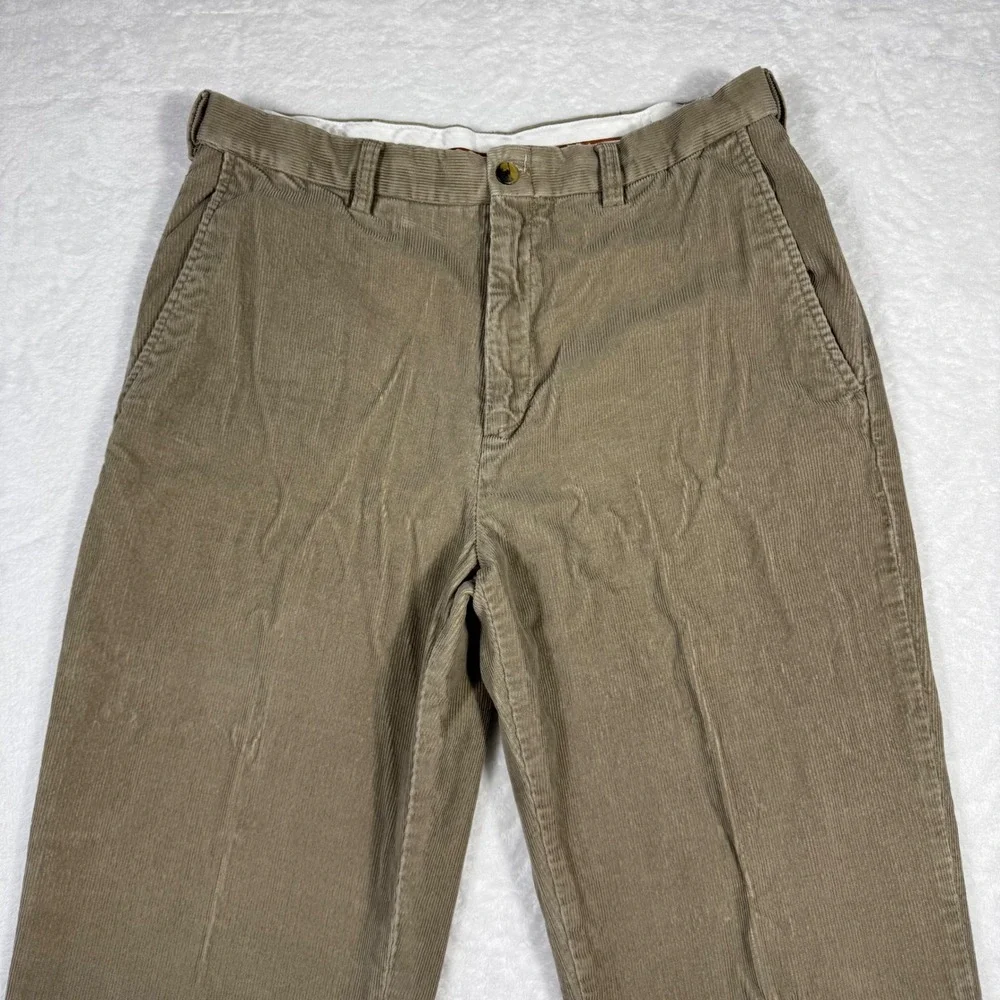 Haggar Men's Tan Brown Corduroy Pants Straight Leg Cotton 34x30‎ Casual Trousers